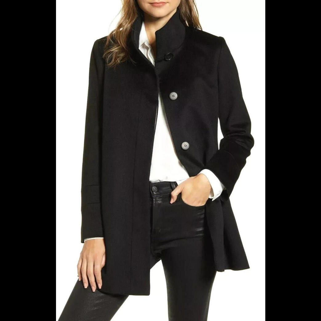New Fleurette Studio Womens Wool Car Coat In Black Size 12 #C4322